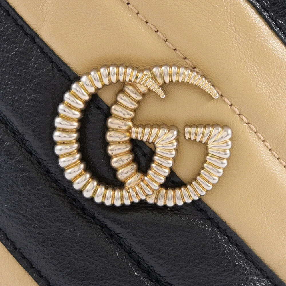 GUCCI Black Leather GG Marmont Shoulder Bag - Picture 6 of 12